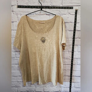 Xeit USA tan shirt with washed appeal and simple design Size 2x